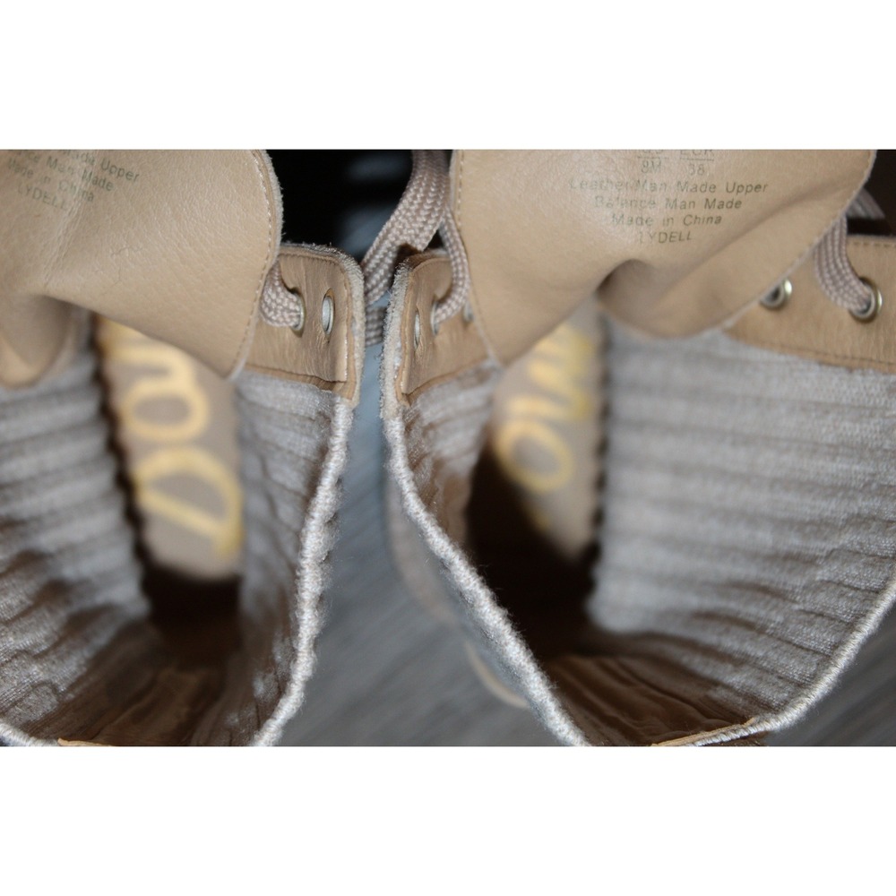 Sam Edelman Lydell Beige Suede Knit Sock Combat Boots Womens 8M Lug Sole Utility - Picture 10 of 10